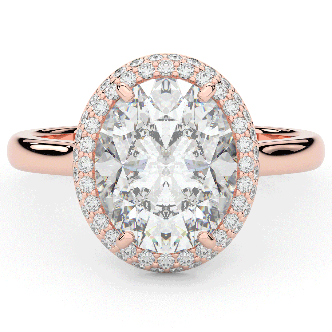 4.40CT.TW OVAL LAB DIAMOND HALO ENGAGEMENT RING - Nazarelle