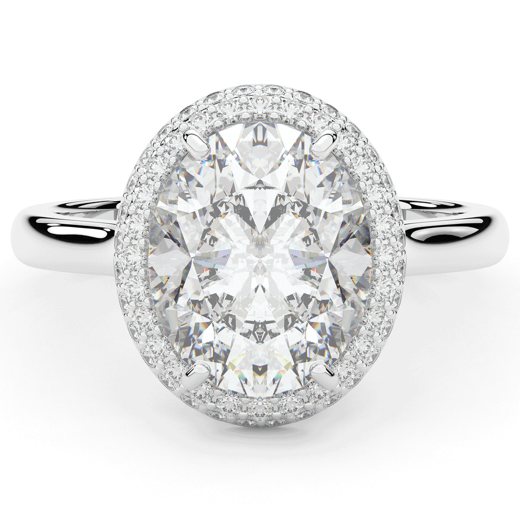 4.40CT.TW OVAL LAB DIAMOND HALO ENGAGEMENT RING - Nazarelle