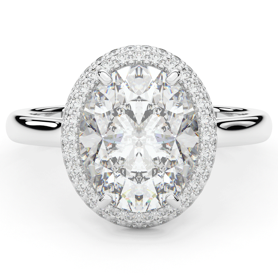 4.40CT.TW OVAL LAB DIAMOND HALO ENGAGEMENT RING - Nazarelle