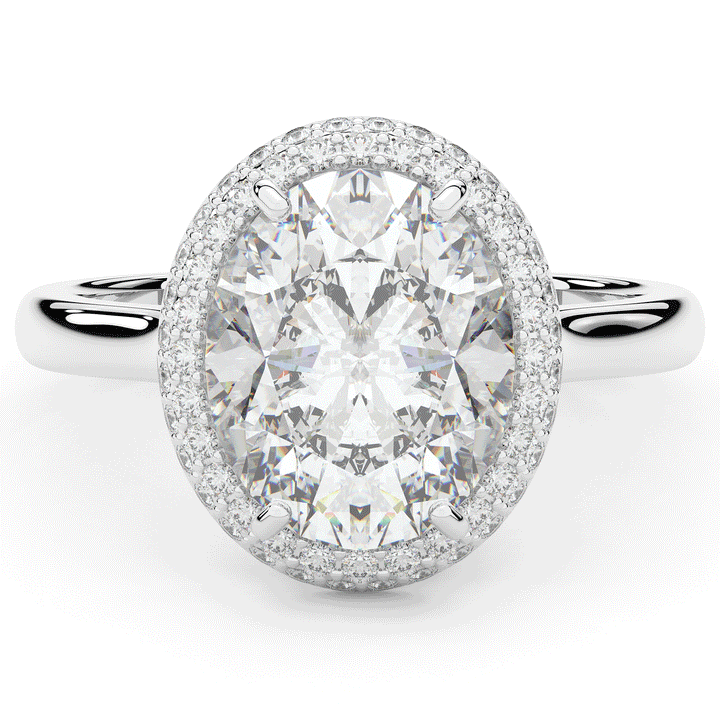 4.40CT.TW OVAL LAB DIAMOND HALO ENGAGEMENT RING - Nazarelle
