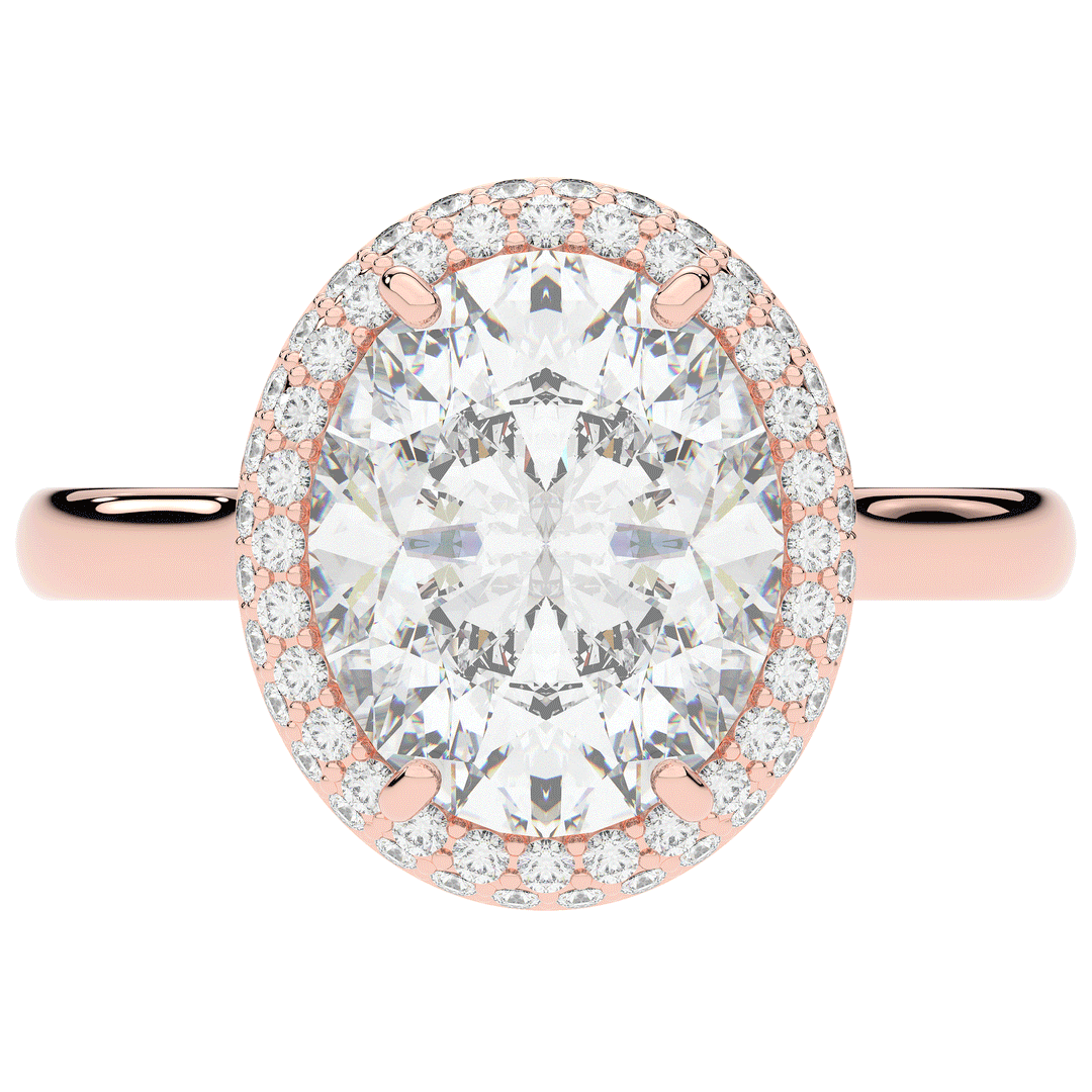 4.40CT.TW OVAL LAB DIAMOND HALO ENGAGEMENT RING - Nazarelle