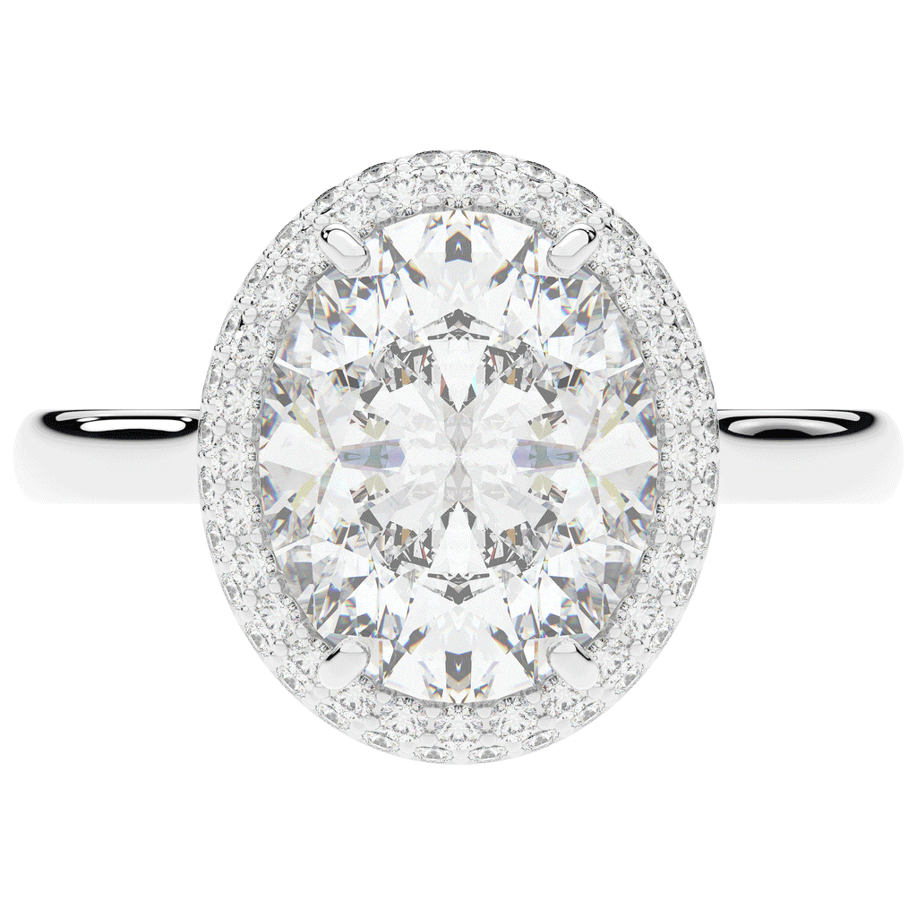 4.40CT.TW OVAL LAB DIAMOND HALO ENGAGEMENT RING - Nazarelle