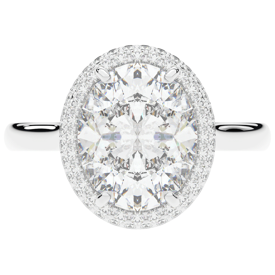 4.40CT.TW OVAL LAB DIAMOND HALO ENGAGEMENT RING - Nazarelle