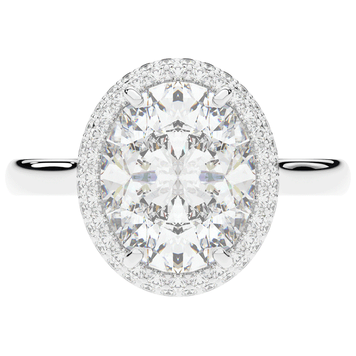 4.40CT.TW OVAL LAB DIAMOND HALO ENGAGEMENT RING - Nazarelle