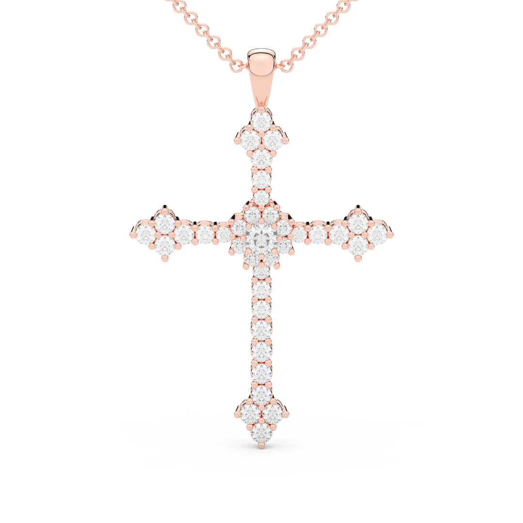 1.30CT.TW ROUND LAB DIAMOND CROSS PENDANT - Nazarelle