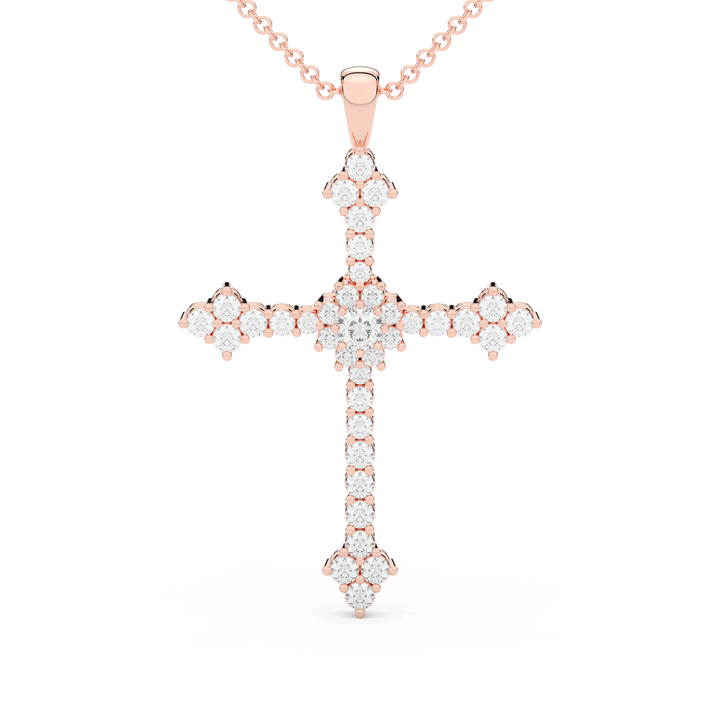 1.30CT.TW ROUND LAB DIAMOND CROSS PENDANT - Nazarelle