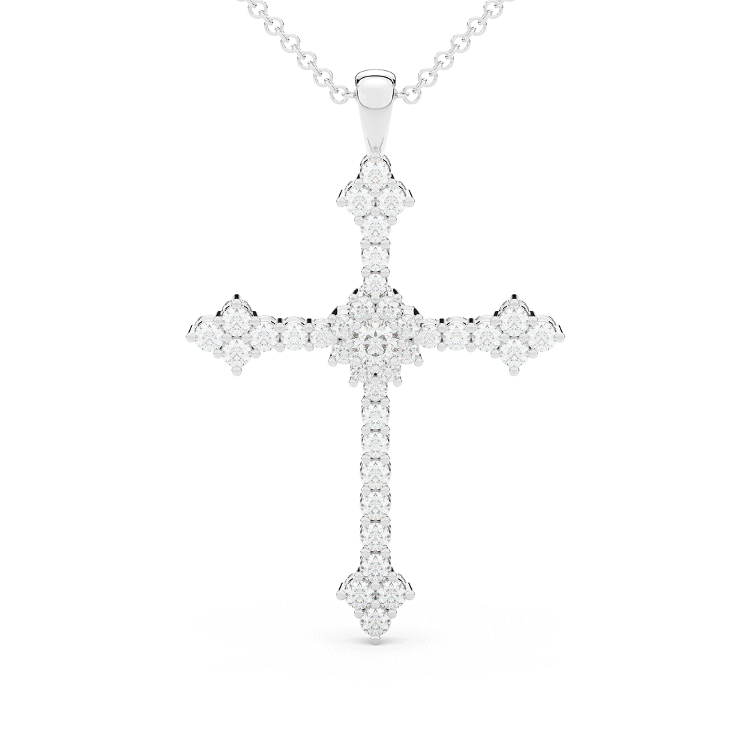 1.30CT.TW ROUND LAB DIAMOND CROSS PENDANT - Nazarelle