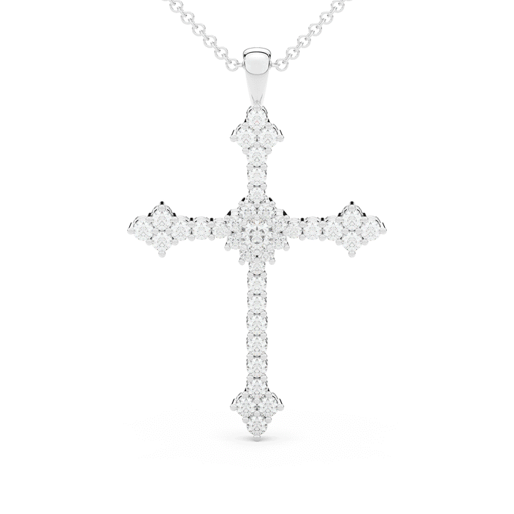 1.30CT.TW ROUND LAB DIAMOND CROSS PENDANT - Nazarelle