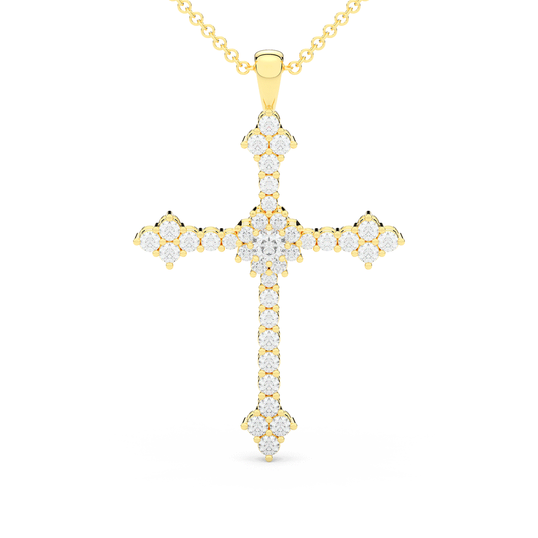 1.30CT.TW ROUND LAB DIAMOND CROSS PENDANT - Nazarelle