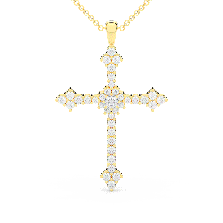 1.30CT.TW ROUND LAB DIAMOND CROSS PENDANT - Nazarelle