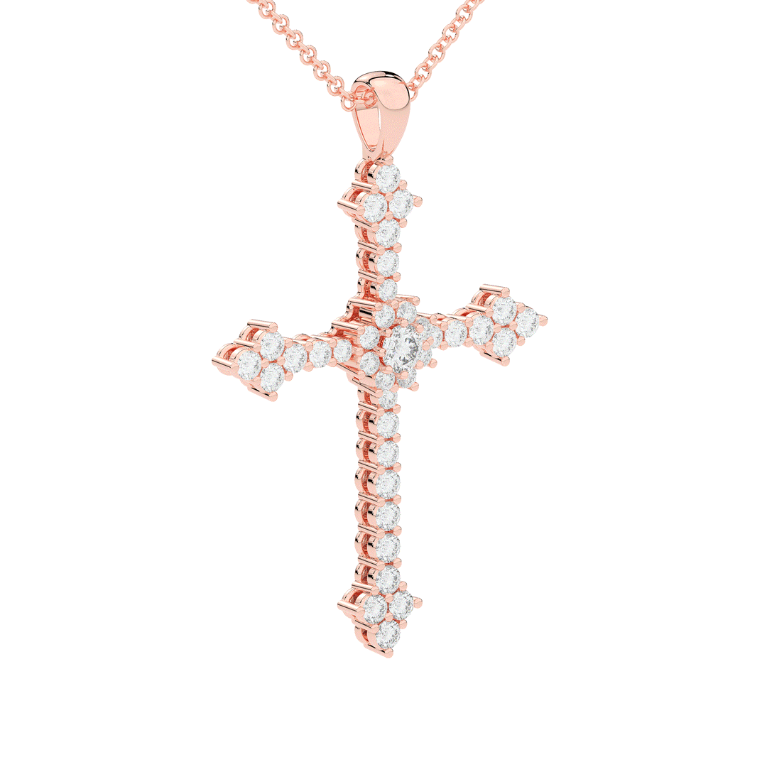 1.30CT.TW ROUND LAB DIAMOND CROSS PENDANT - Nazarelle