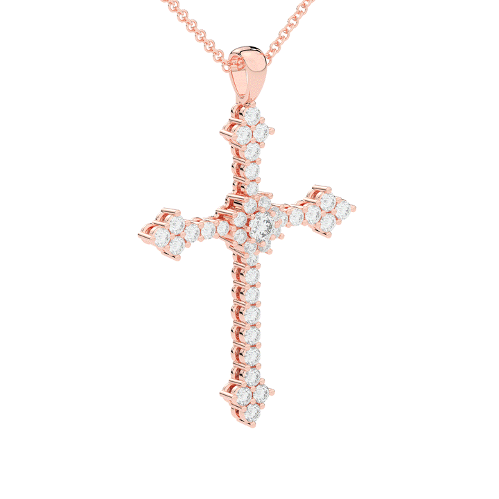 1.30CT.TW ROUND LAB DIAMOND CROSS PENDANT - Nazarelle