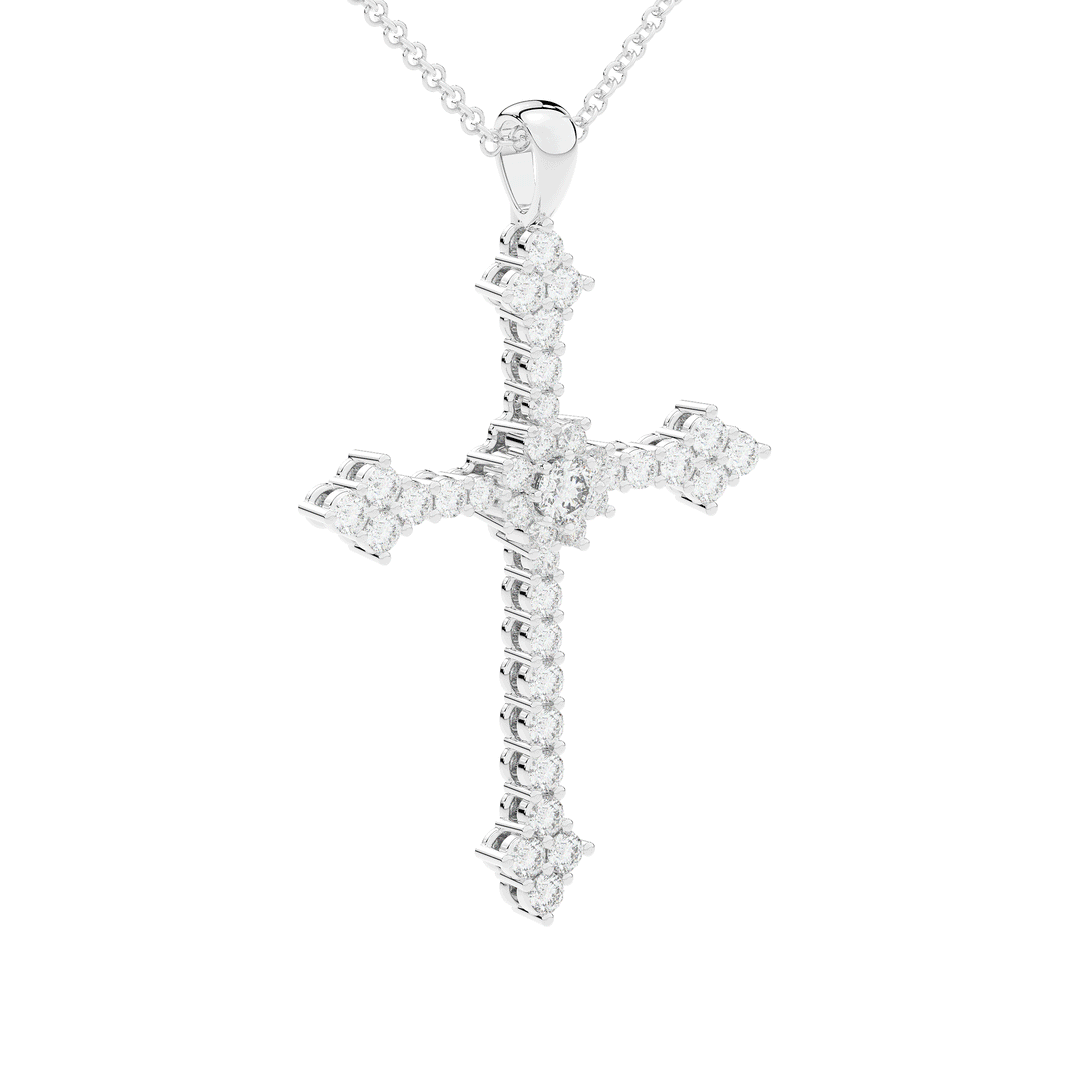 1.30CT.TW ROUND LAB DIAMOND CROSS PENDANT - Nazarelle