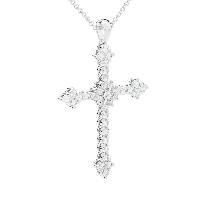 1.30CT.TW ROUND LAB DIAMOND CROSS PENDANT - Nazarelle