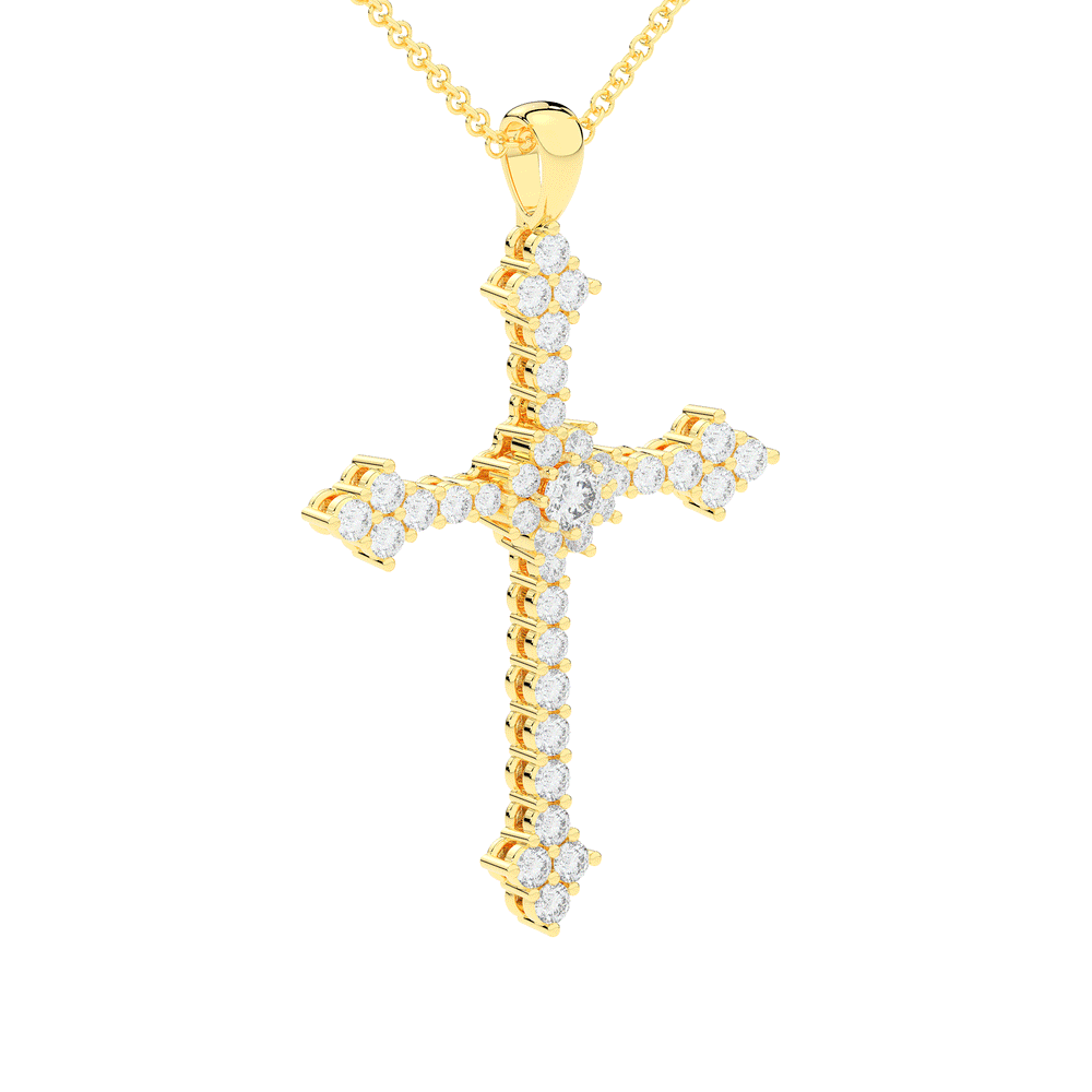 1.30CT.TW ROUND LAB DIAMOND CROSS PENDANT - Nazarelle