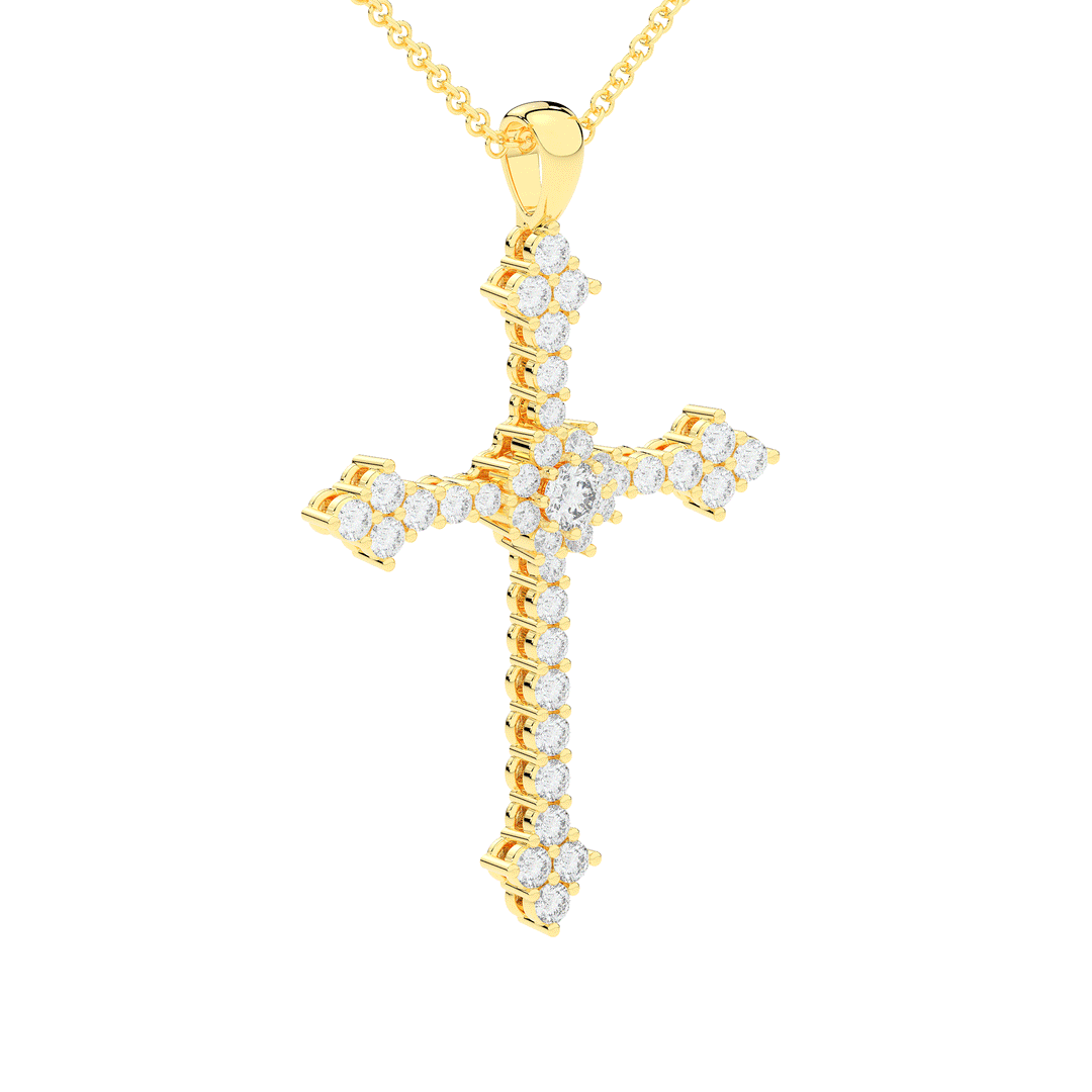 1.30CT.TW ROUND LAB DIAMOND CROSS PENDANT - Nazarelle