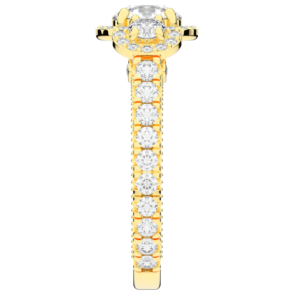 2.15CT.TW ROUND LAB DIAMOND 3 STONE HALO ENGAGEMENT RING - Nazarelle