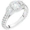 2.15CT.TW ROUND LAB DIAMOND 3 STONE HALO ENGAGEMENT RING - Nazarelle