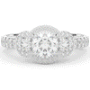 2.15CT.TW ROUND LAB DIAMOND 3 STONE HALO ENGAGEMENT RING - Nazarelle
