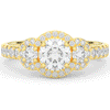 2.15CT.TW ROUND LAB DIAMOND 3 STONE HALO ENGAGEMENT RING - Nazarelle