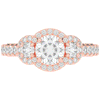 2.15CT.TW ROUND LAB DIAMOND 3 STONE HALO ENGAGEMENT RING - Nazarelle