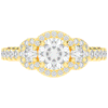 2.15CT.TW ROUND LAB DIAMOND 3 STONE HALO ENGAGEMENT RING - Nazarelle