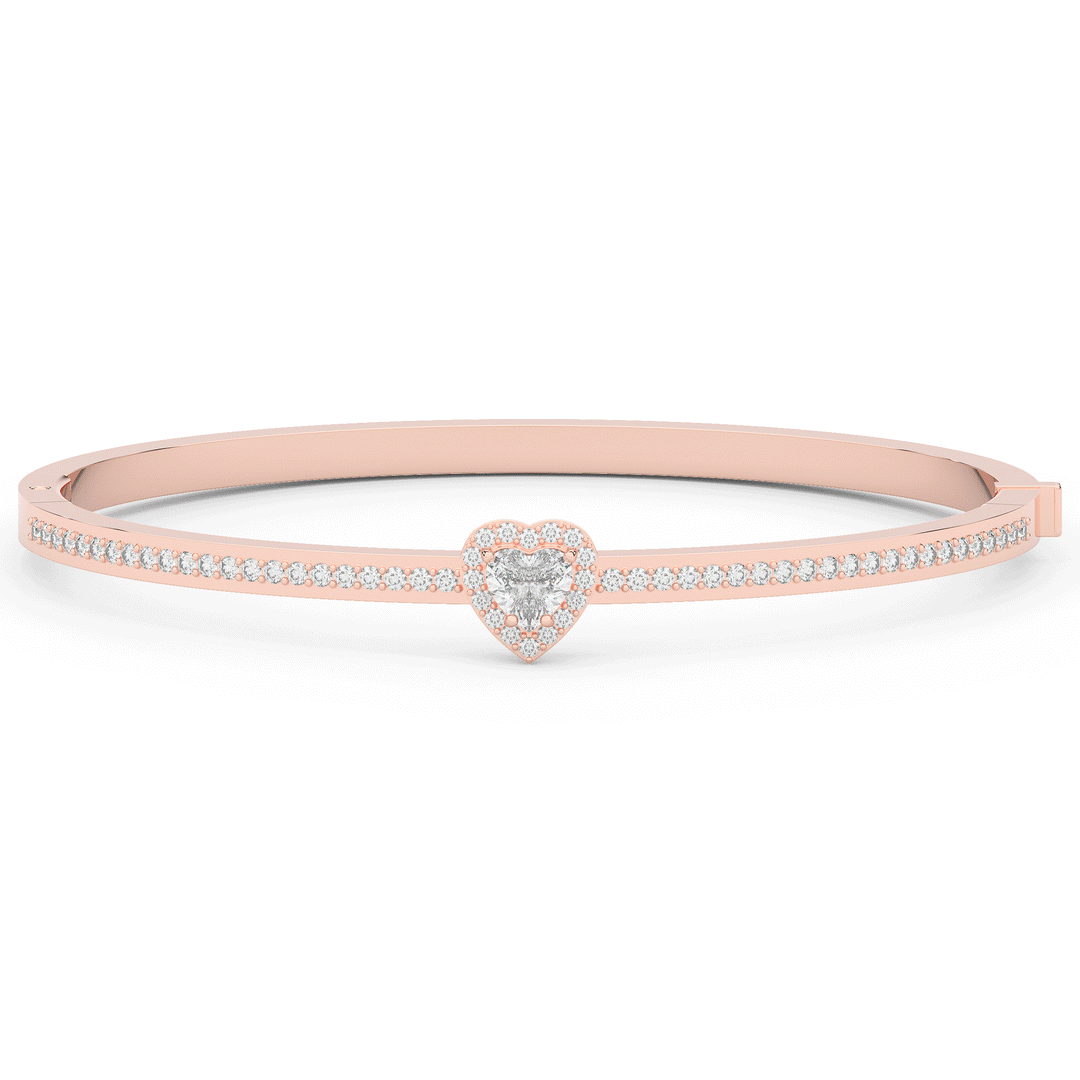 1.65CT.TW HEART AND ROUND LAB DIAMOND  BANGLE - Nazarelle