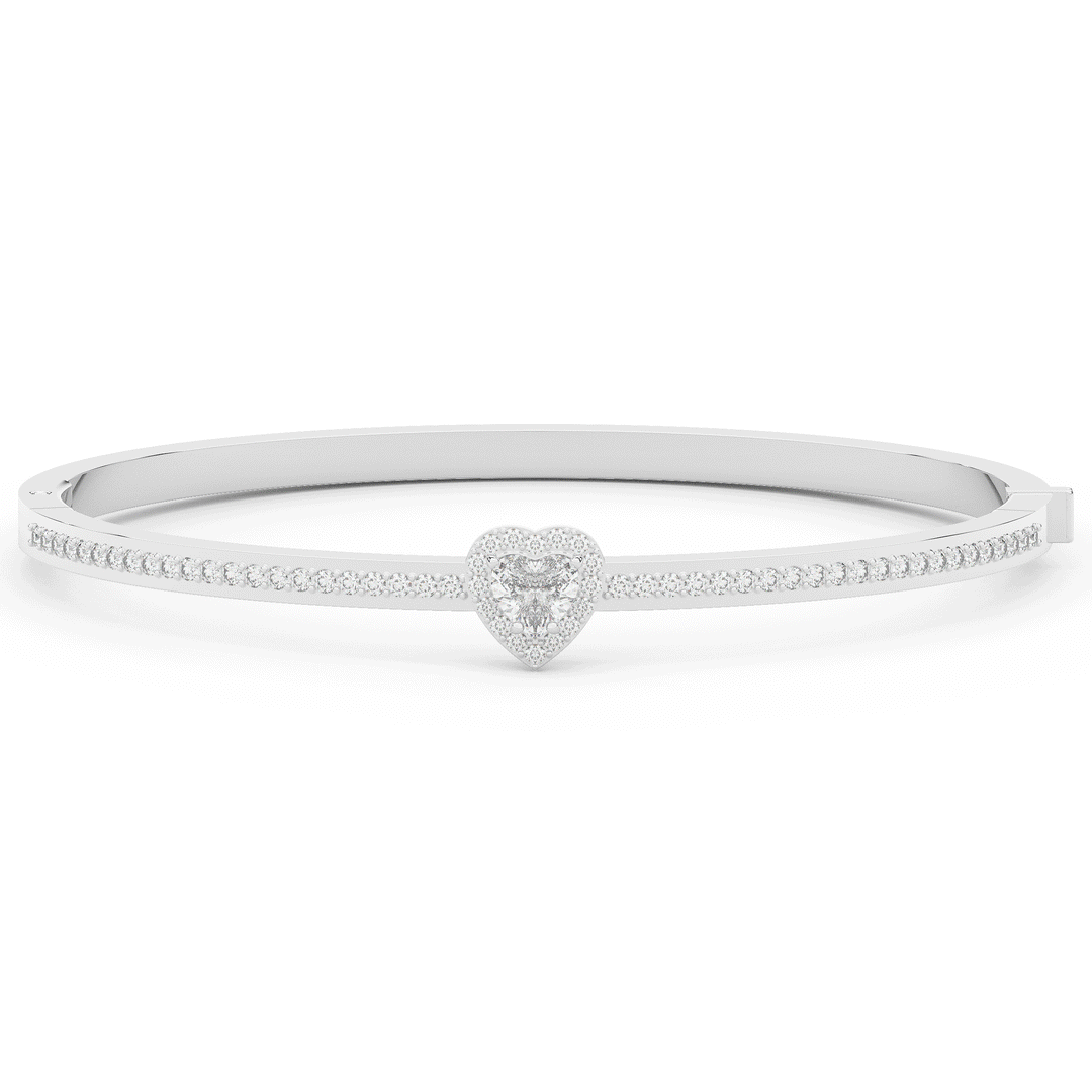 1.65CT.TW HEART AND ROUND LAB DIAMOND  BANGLE - Nazarelle