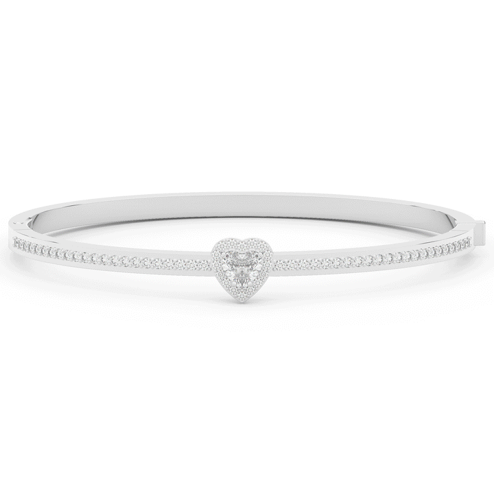1.65CT.TW HEART AND ROUND LAB DIAMOND  BANGLE - Nazarelle