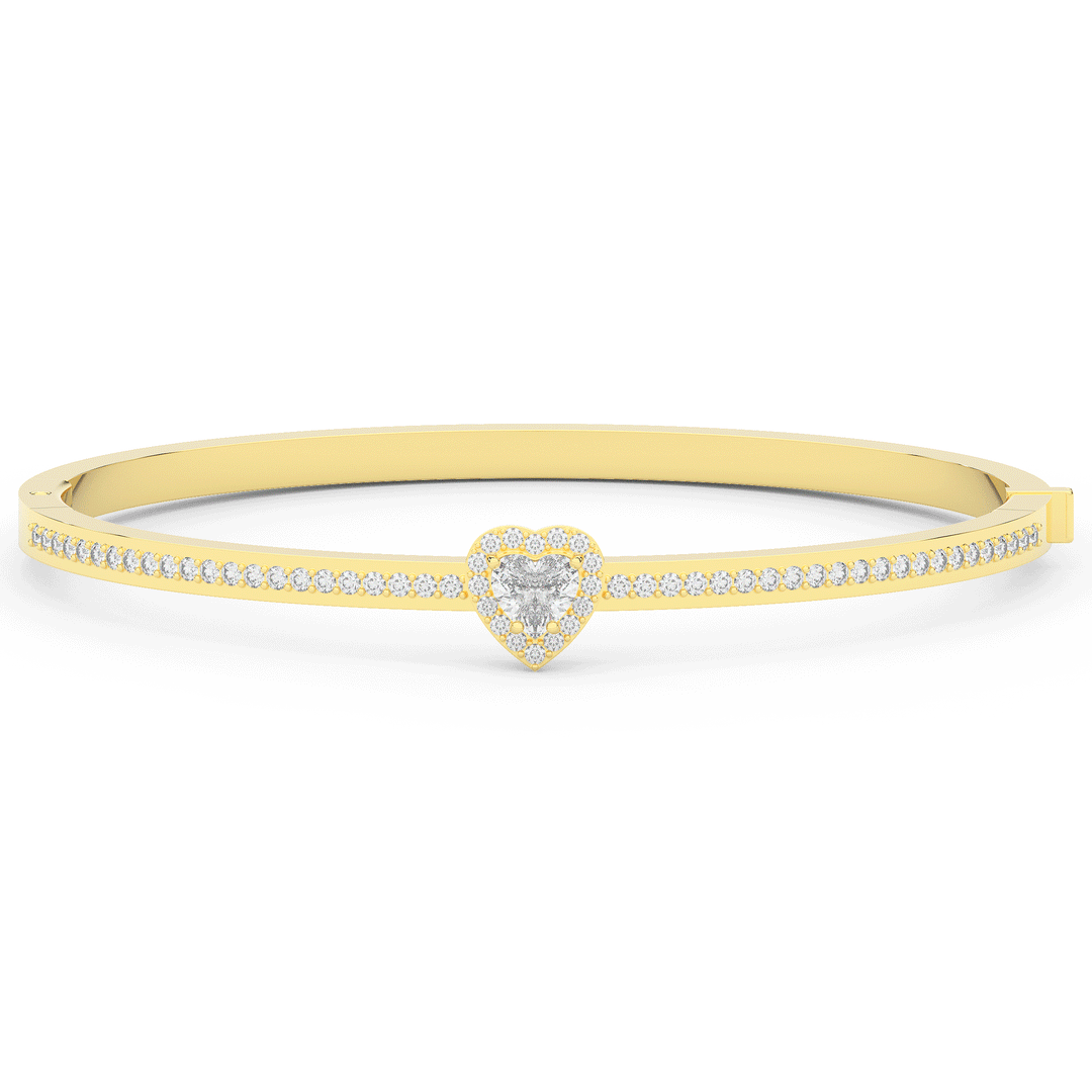 1.65CT.TW HEART AND ROUND LAB DIAMOND  BANGLE - Nazarelle
