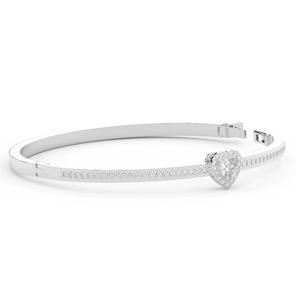 1.65CT.TW HEART AND ROUND LAB DIAMOND  BANGLE - Nazarelle