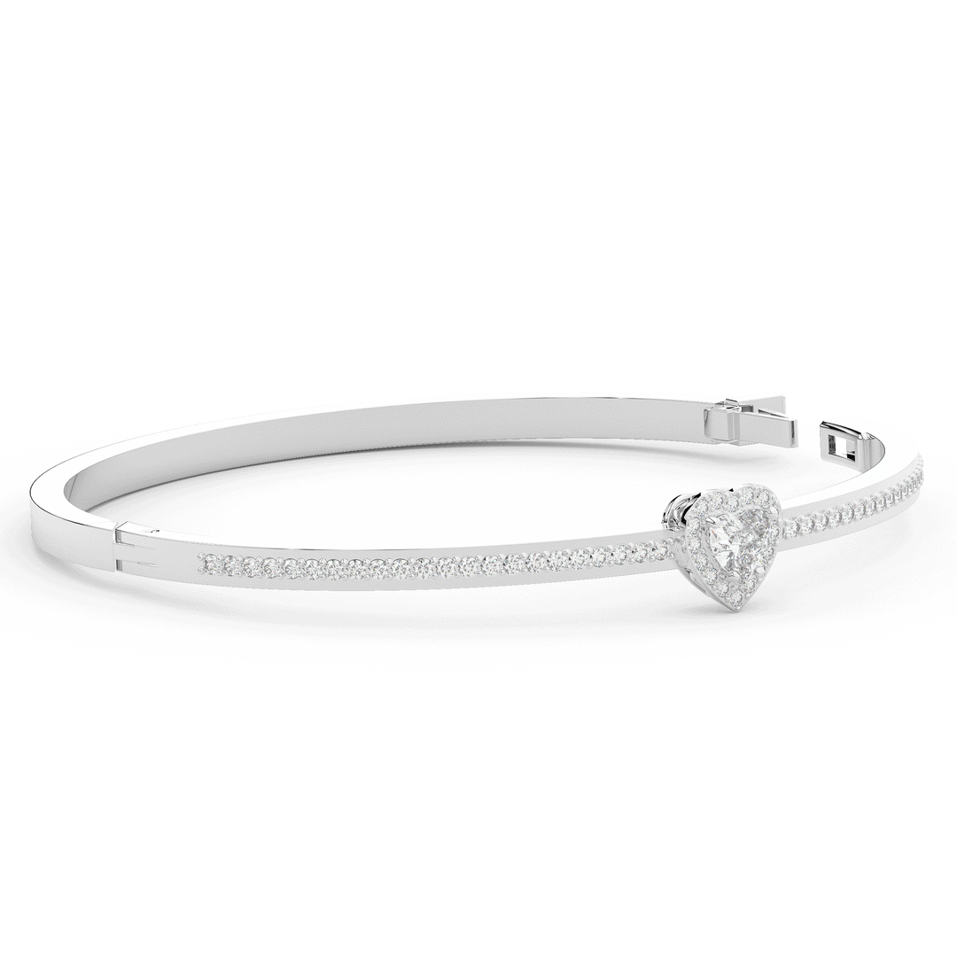 1.65CT.TW HEART AND ROUND LAB DIAMOND  BANGLE - Nazarelle