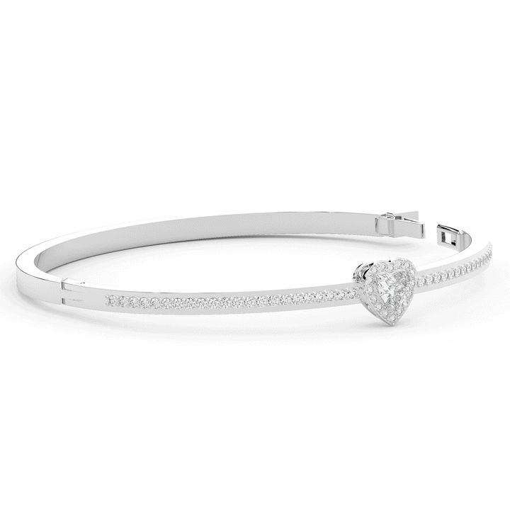 1.65CT.TW HEART AND ROUND LAB DIAMOND  BANGLE - Nazarelle
