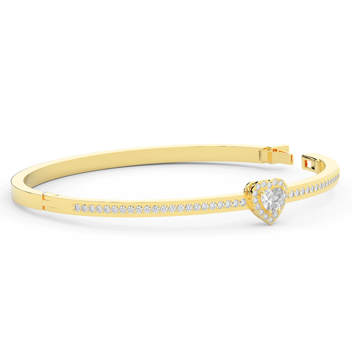 1.65CT.TW HEART AND ROUND LAB DIAMOND  BANGLE - Nazarelle