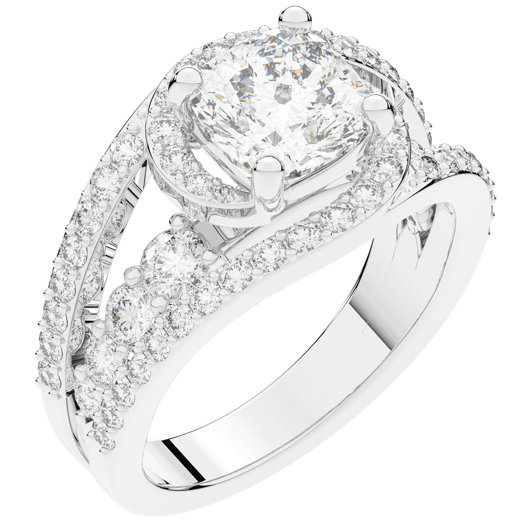3.30CT.TW CUSHION LAB DIAMOND ENGAGEMENT RING - Nazarelle