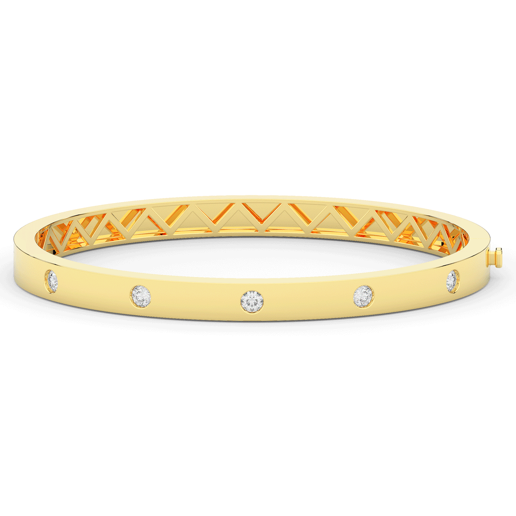 0.50CT.TW ROUND LAB DIAMOND BEZEL SET BANGLE - Nazarelle