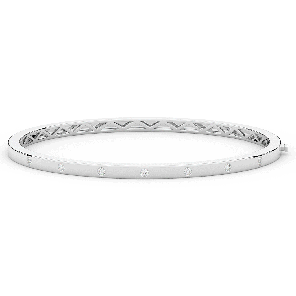 0.15CT.TW ROUND LAB BEZEL SET DIAMOND BANGLE - Nazarelle