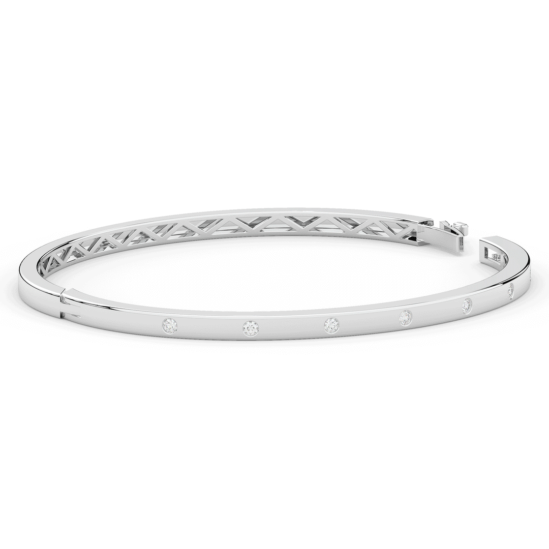 0.15CT.TW ROUND LAB BEZEL SET DIAMOND BANGLE - Nazarelle
