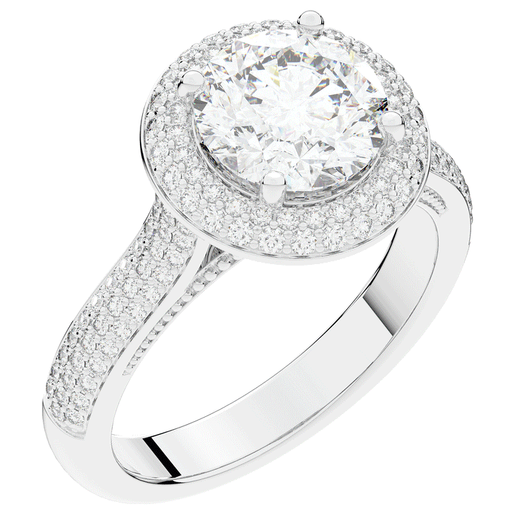 2.45CT.TW ROUND LAB DIAMOND HALO ENGAGEMENT RING - Nazarelle
