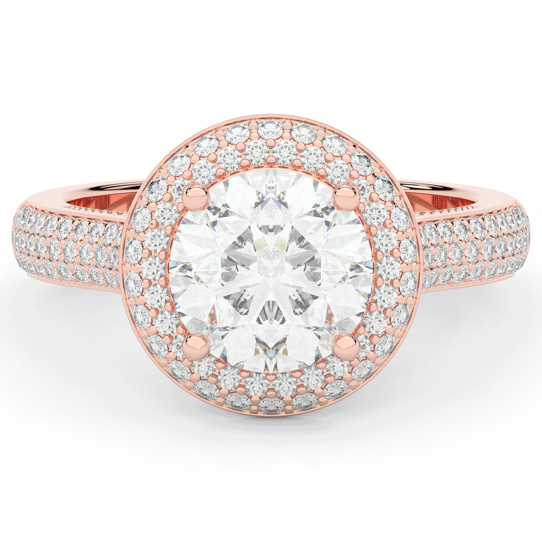 2.45CT.TW ROUND LAB DIAMOND HALO ENGAGEMENT RING - Nazarelle