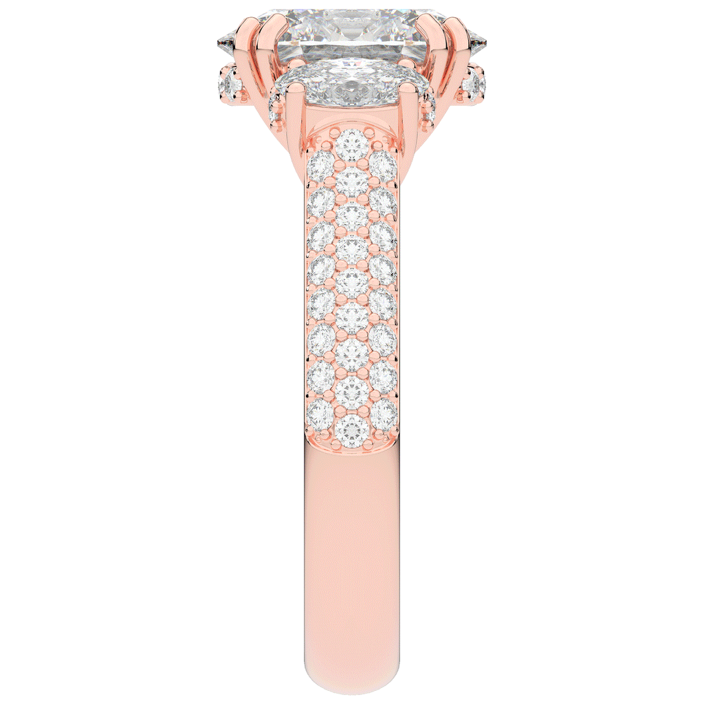 3.70CT.TW OVAL LAB DIAMOND 3 STONE ENGAGEMENT RING - Nazarelle