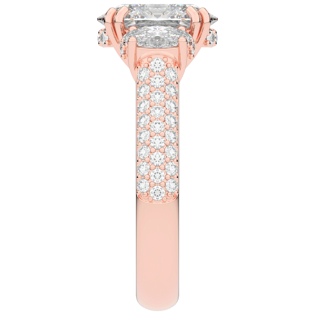 3.70CT.TW OVAL LAB DIAMOND 3 STONE ENGAGEMENT RING - Nazarelle