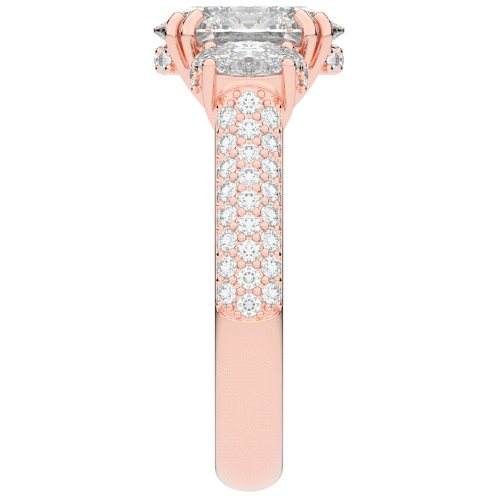 3.70CT.TW OVAL LAB DIAMOND 3 STONE ENGAGEMENT RING - Nazarelle