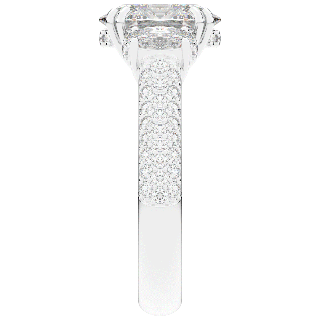 3.70CT.TW OVAL LAB DIAMOND 3 STONE ENGAGEMENT RING - Nazarelle