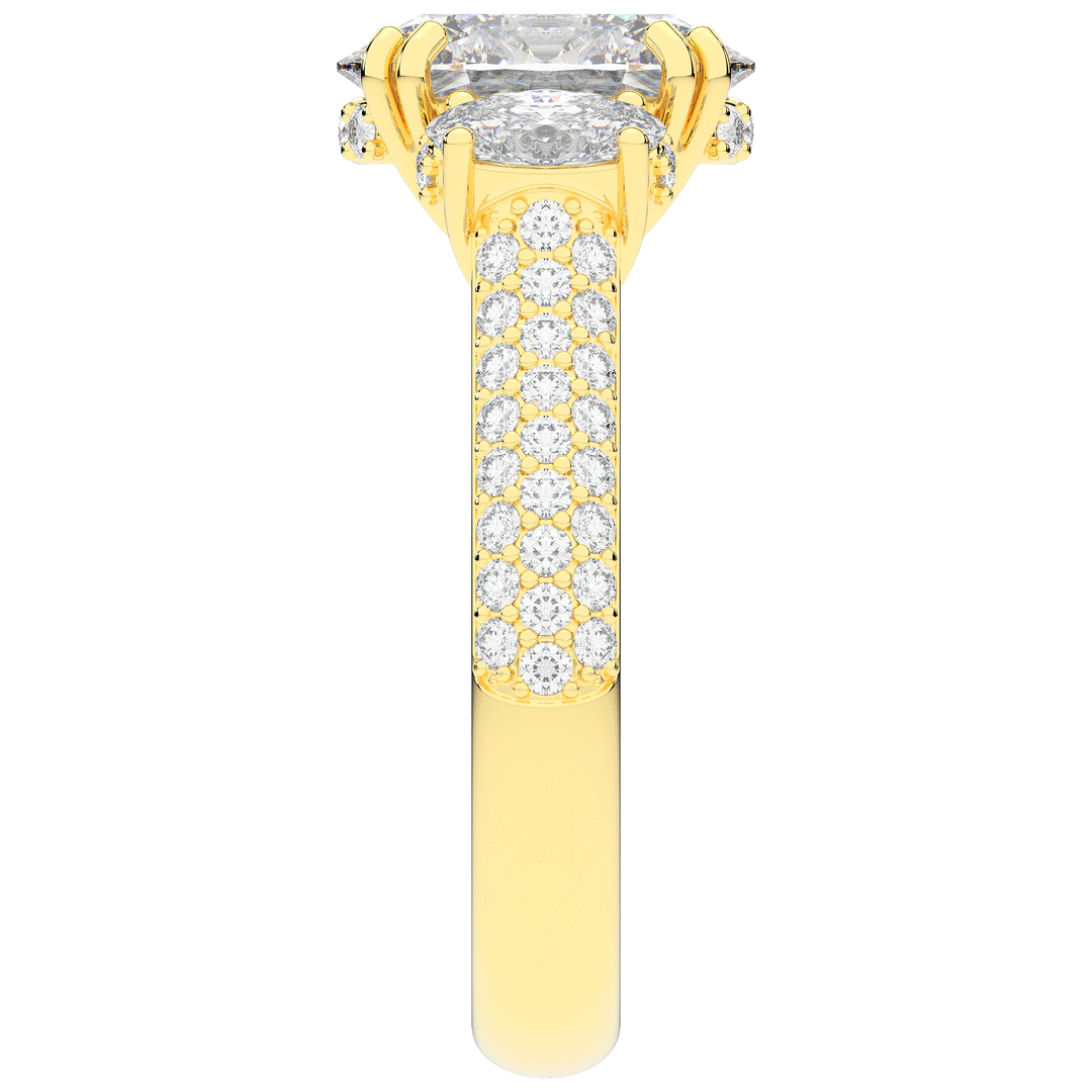 3.70CT.TW OVAL LAB DIAMOND 3 STONE ENGAGEMENT RING - Nazarelle