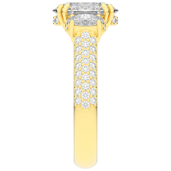 3.70CT.TW OVAL LAB DIAMOND 3 STONE ENGAGEMENT RING - Nazarelle