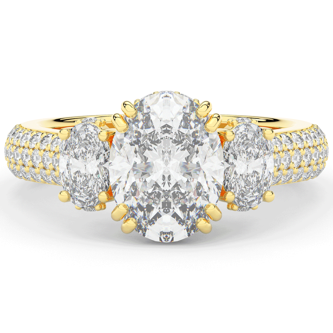 3.70CT.TW OVAL LAB DIAMOND 3 STONE ENGAGEMENT RING - Nazarelle