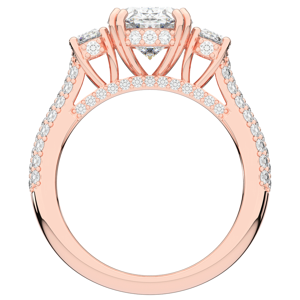 3.70CT.TW OVAL LAB DIAMOND 3 STONE ENGAGEMENT RING - Nazarelle