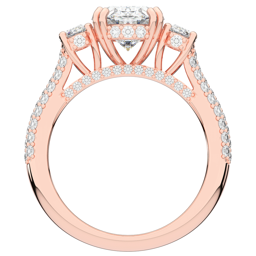 3.70CT.TW OVAL LAB DIAMOND 3 STONE ENGAGEMENT RING - Nazarelle