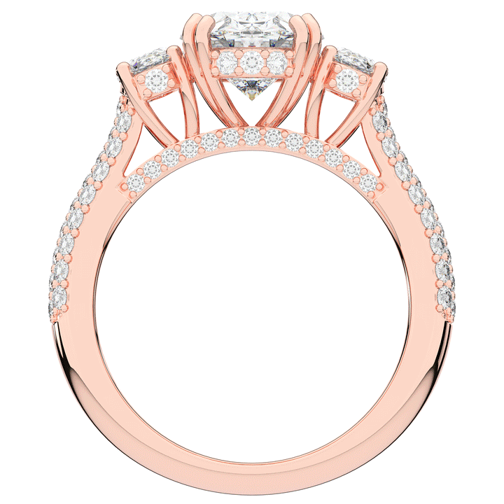 3.70CT.TW OVAL LAB DIAMOND 3 STONE ENGAGEMENT RING - Nazarelle